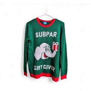 Northern Pole Christmas Sweater XS (Fits S) Green Red Subpar Gift Giver Funny